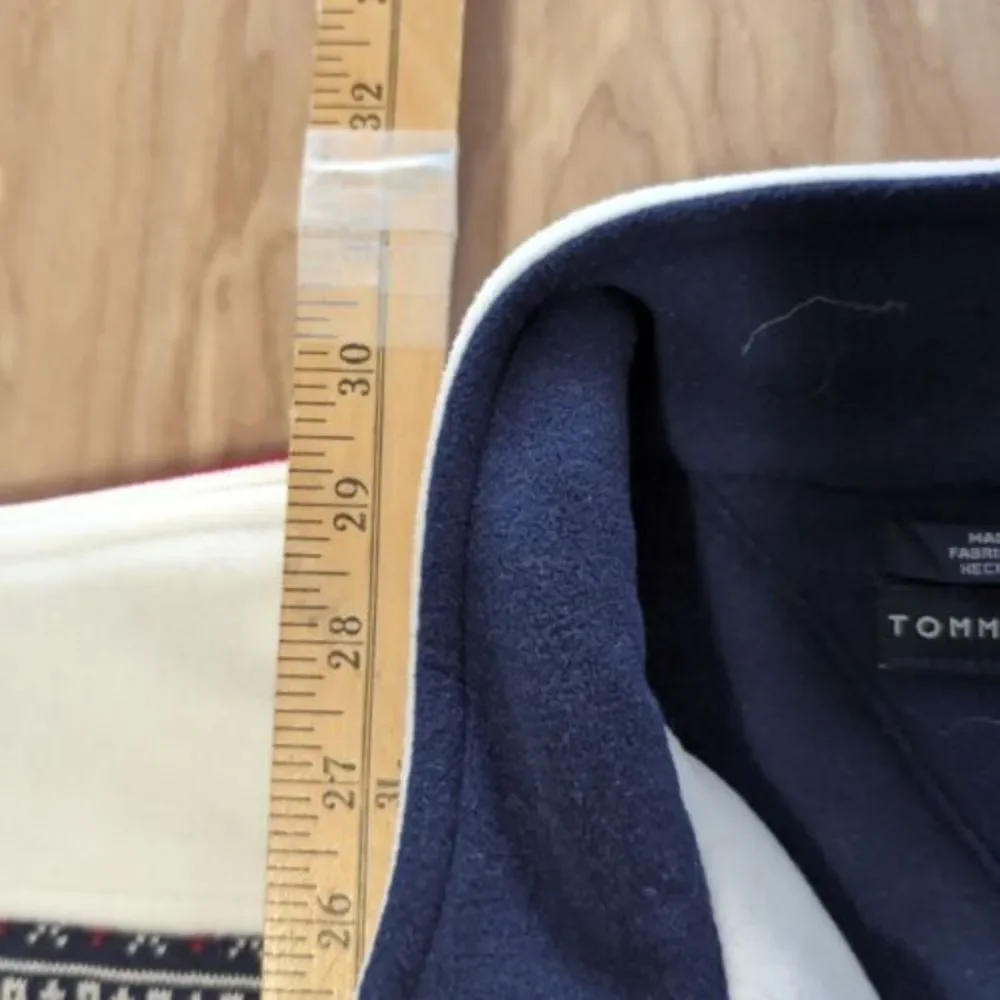 Tommy Hilfiger Mens Sweater XL‎ Fair Isle Warm Fleece Logo Side Striped Shirt